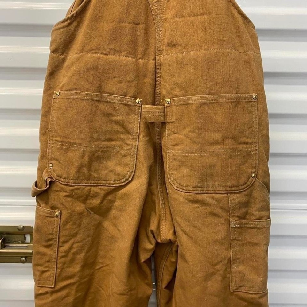 Vintage Carhartt Double Knees Overalls Canvas Tan Workwear 2000s Size 32 - Picture 5 of 8